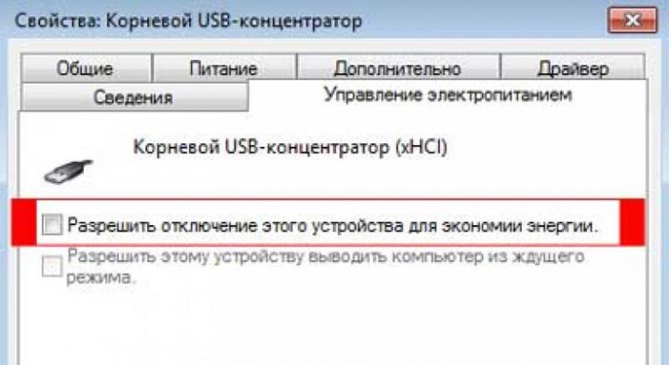 Запрещение отключения USB-устройств во время простя Windows
